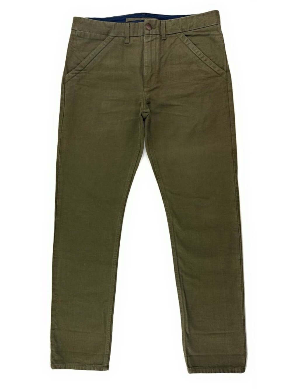 Freenote Cloth Workers Chino 14 Oz Japanese Slub Sz 34x33 Slim Fit Pants Green